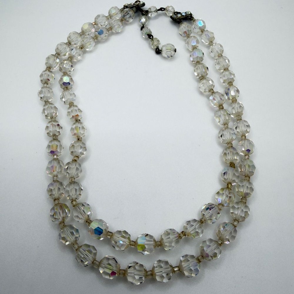up to 15" double strands of 8mm Aurora Borealis Crystal beaded‎ necklace!